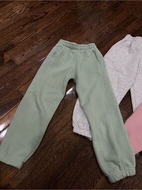 Zara Kids Sage Green Fleece Joggers